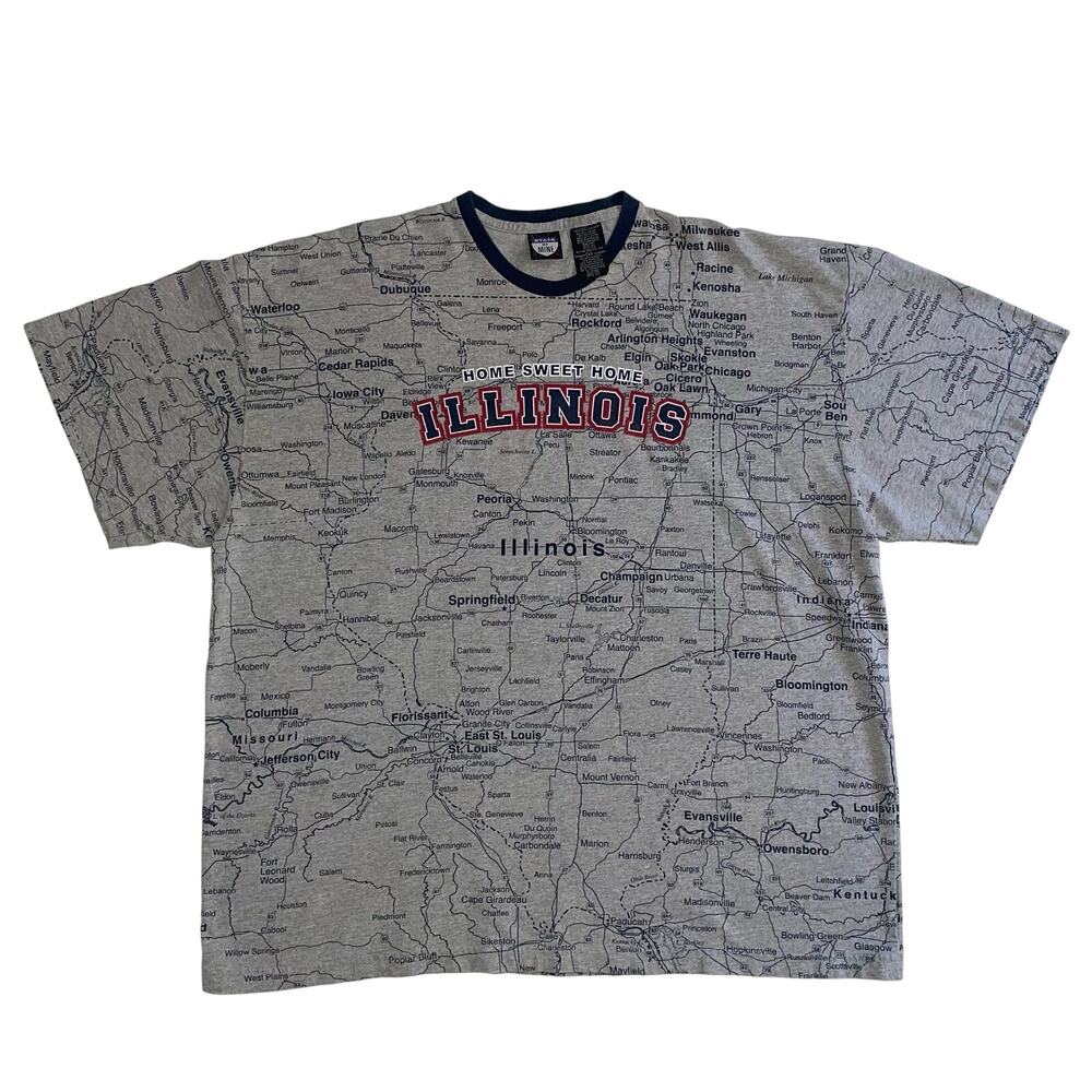 Illinois Home Sweet Home State of Mine Highway Map AOP Ringer T-shirt